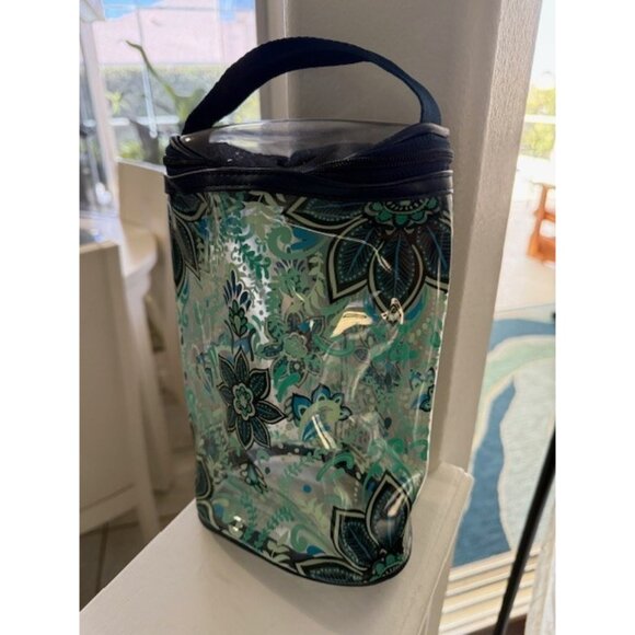 Vera Bradley Clear Lotion Bag Blue Floral Cosmetic Beach Zip Top See Thru PVC - Picture 3 of 10